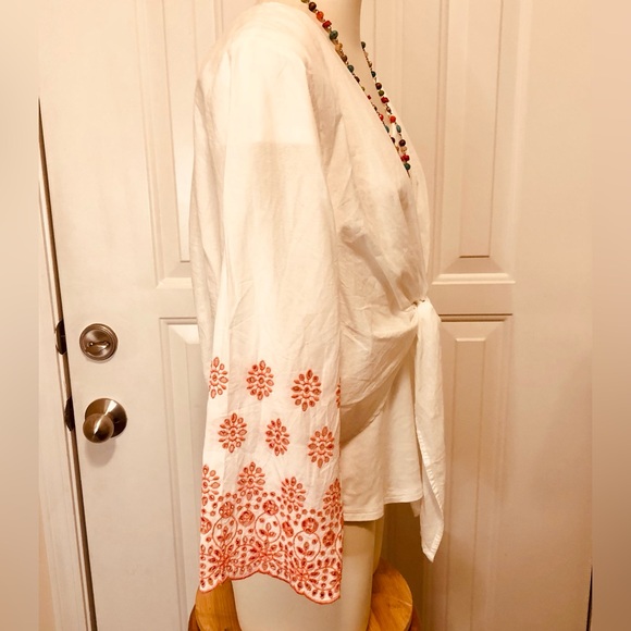 LANE BRYANT COTTON TIE FRONT OVER PIECE SWIM COVER UP 14/16 WOMEN PLUS SIZE NWT - Picture 7 of 15